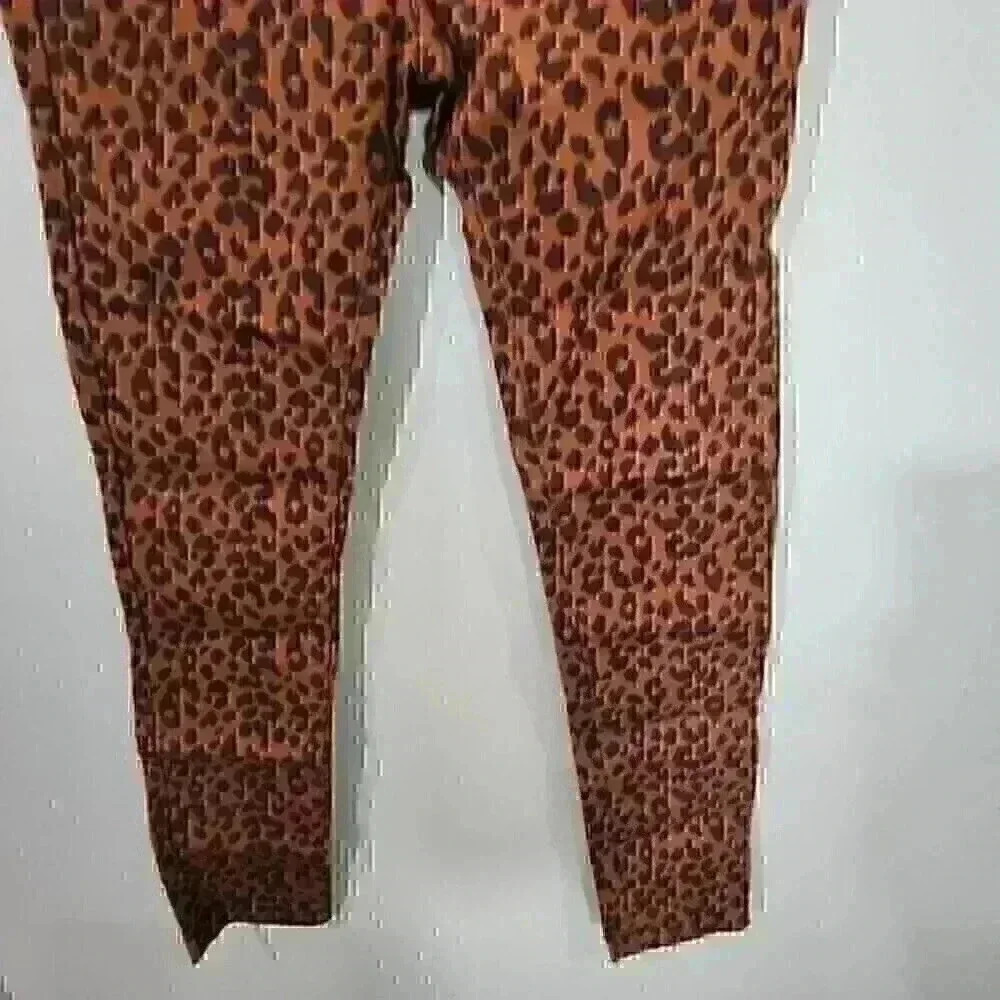 7085 Mechanics jeans by zenana rust orange cheetah skinny jeans size small - Picture 3 of 7
